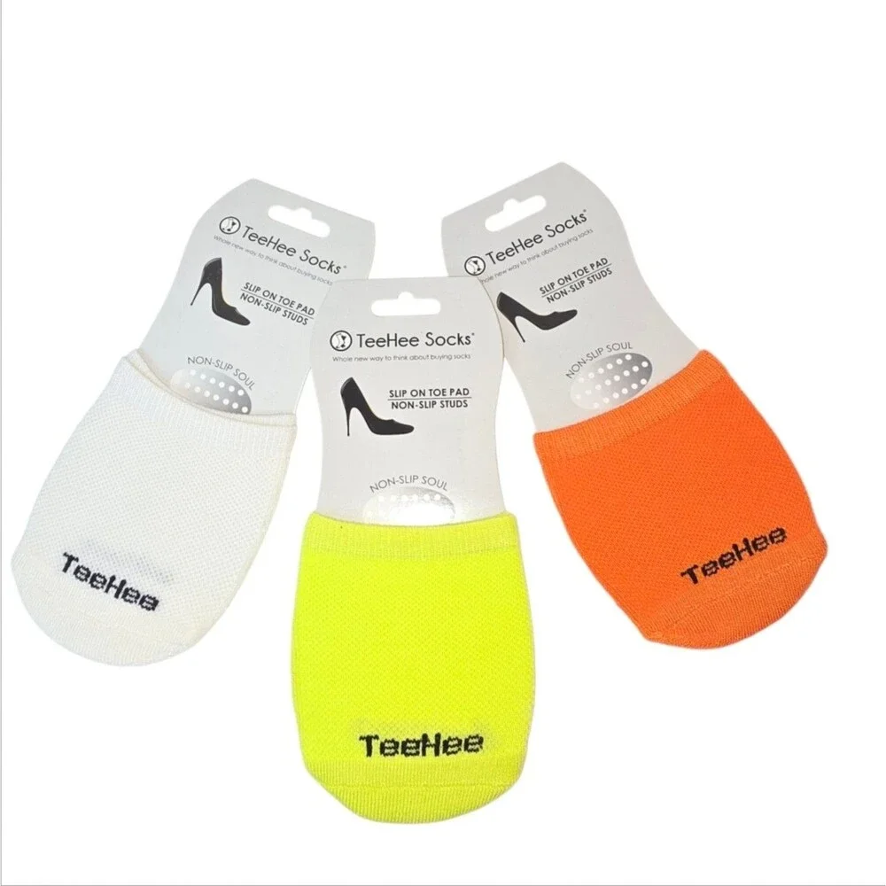 TeeHee Non-Slip Toe Pads Orange, Yellow, and White One Size